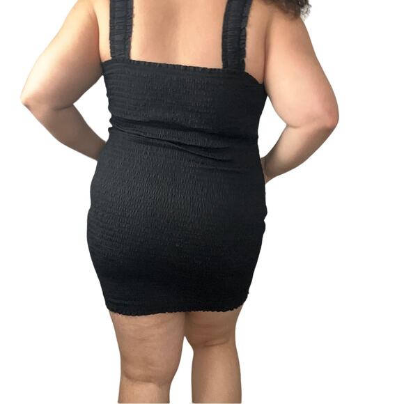 Forever21 Plus Gauze Bodycon Mini Little Black Going Out Dress NWOT 0X 14/16 - Picture 3 of 6